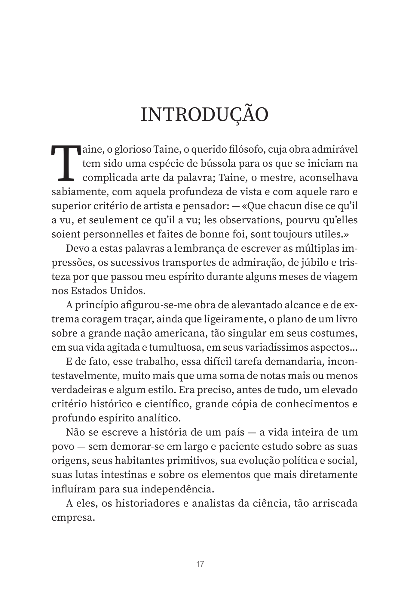 Página da introdução de No País dos Ianques, com título e letra capitular no início do texto.
